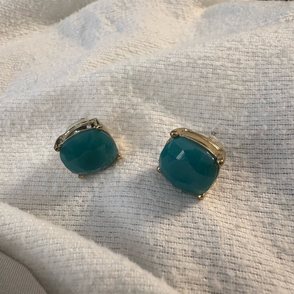 Elegant Gold and Teal Stud Earrings